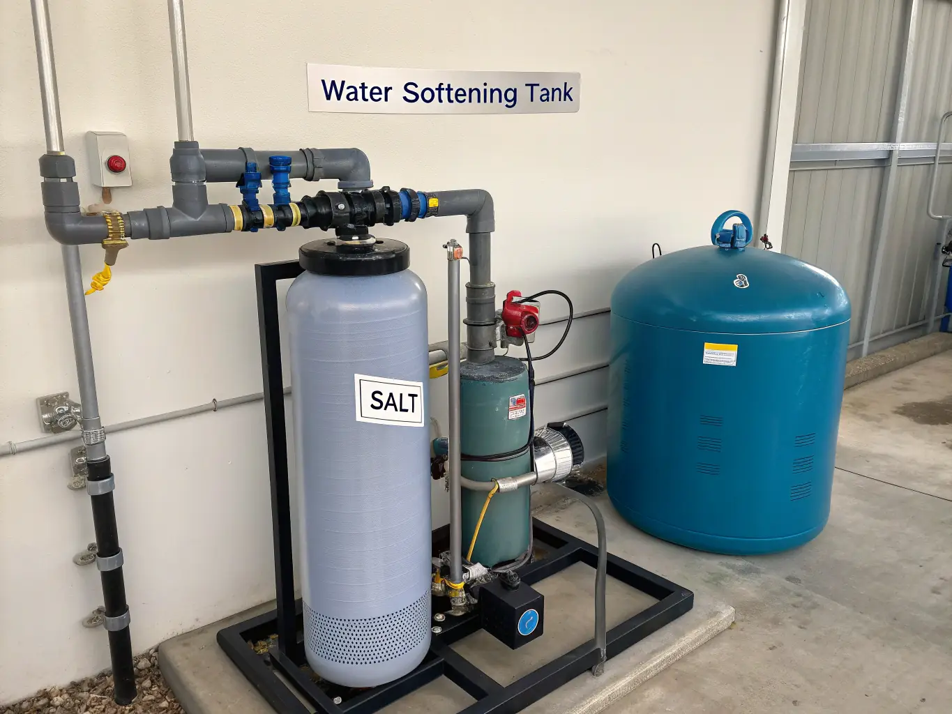 A close-up of a water softener unit with salt pellets visible inside, highlighting the effectiveness of Desert Water Pure's water softening solutions in preventing scale buildup.