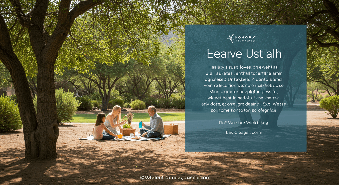 A serene outdoor setting in Las Vegas with a family enjoying a picnic, surrounded by nature. The image conveys the message of health and wellness that comes from using whole house water solutions, with a focus on hydration and outdoor living.